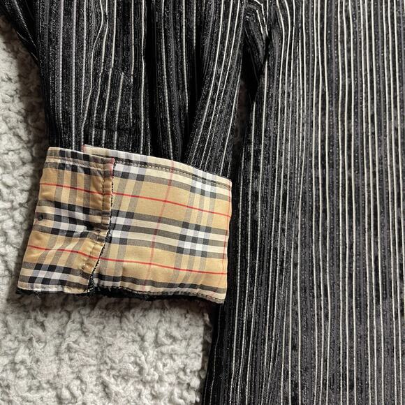 Vintage Gachu Button Up Shirt Mens 2XL Black Corduroy Textured Plaid Long Sleeve - Picture 2 of 9